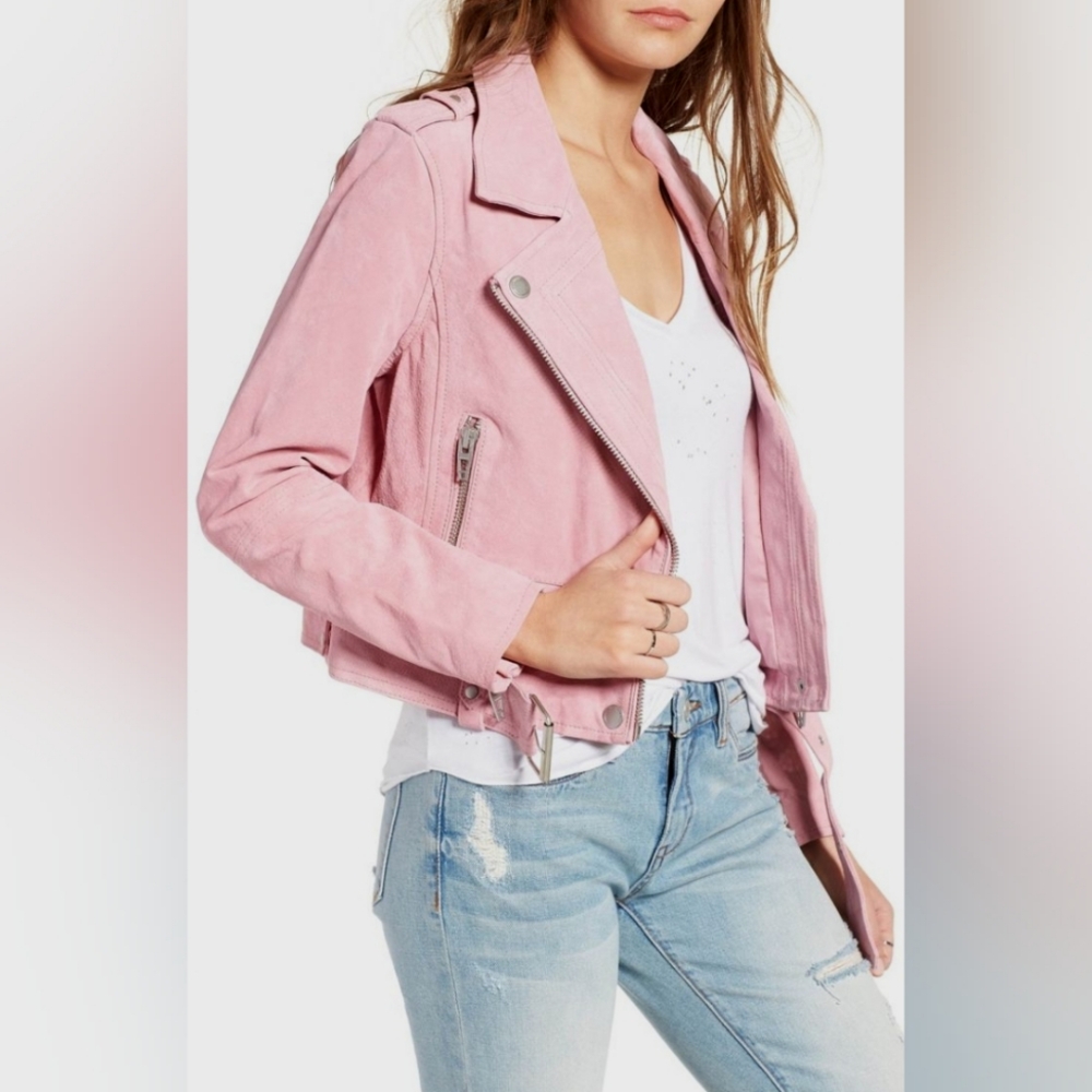 Blanknyc pink suede moto jacket
